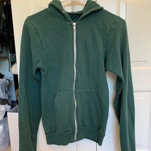 American apparel forest green zip up hoodie - XS